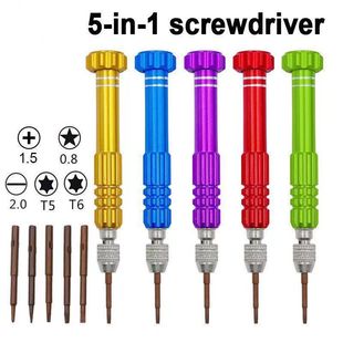 Aluminum alloy 5 in one S2 red mini screwdriver embedded design watch mobile phone precision maintenance combination