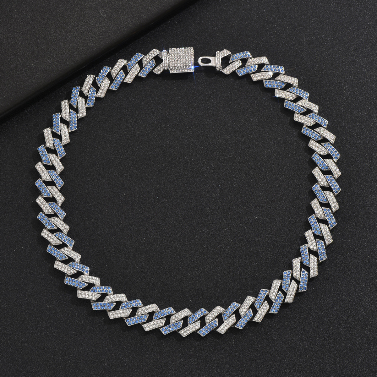 Men's Double Row Diamond Cuban Chain Necklace For Stylish Look_voghion.com