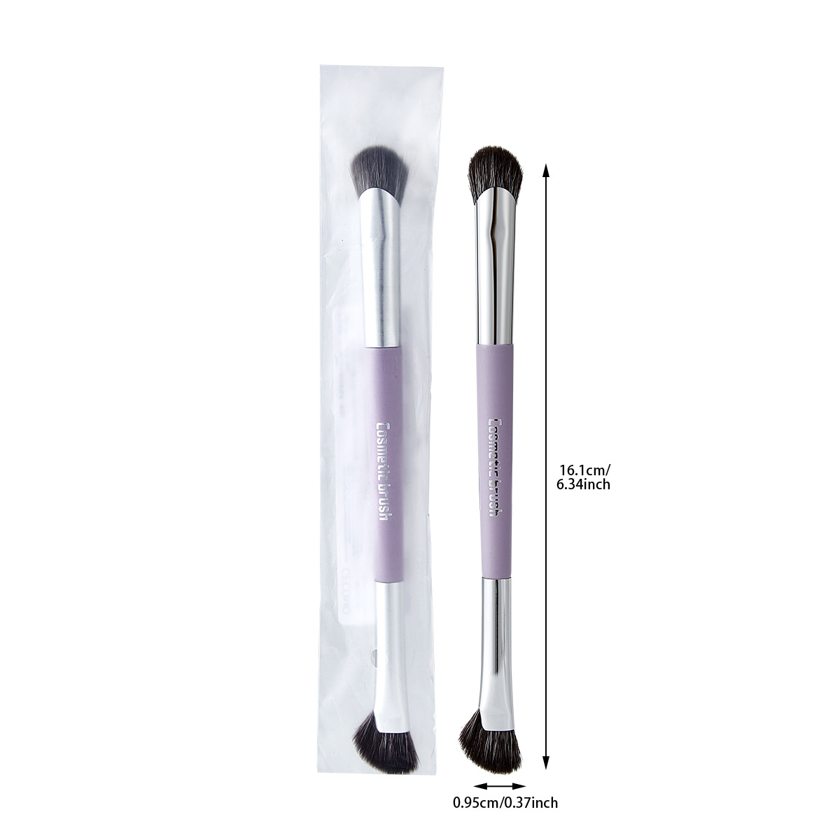 GECOMO cepillo de doble cabeza cepillo de sombra de ojos detalle de tinte de brillo alto cepillo de maquillaje de fibra suave herramienta de maquillaje