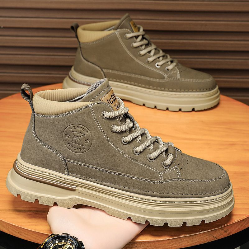 男鞋秋季新款英伦复古中帮马丁靴男士休闲工装鞋潮流低帮短靴皮鞋