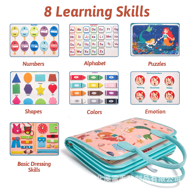 厂家供应DIY儿童益智早教玩具 毛毡忙碌板穿衣系扣毛毡学习板