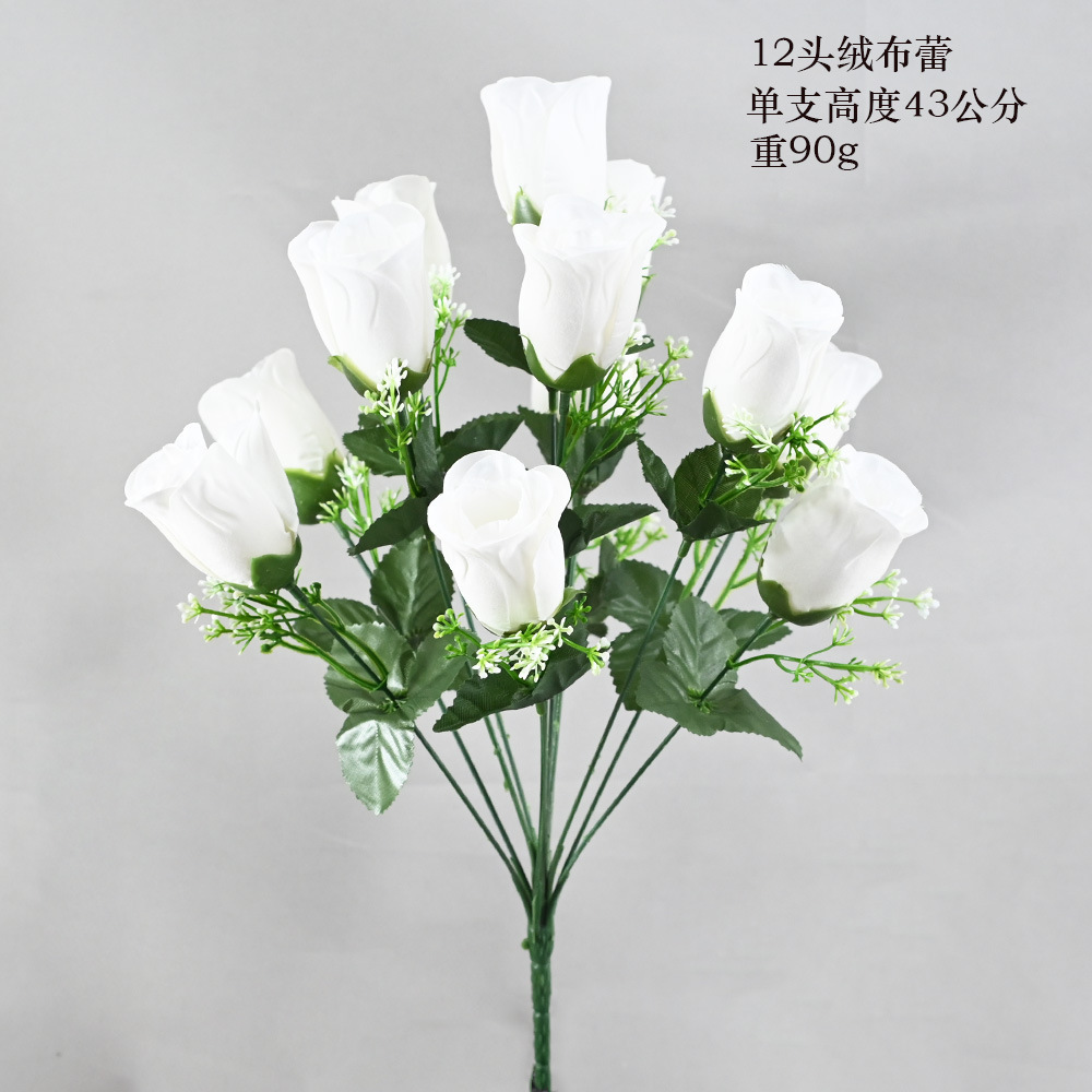 Fabricantes de artesanías de pantalla al por mayor de flores de rosa simuladas personalizadas flores de rosa de tela de terciopelo flores de boda simuladas flores