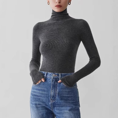 MSBEAS Worsted 100 Full Cashmere 60 Thickened 48 Seamless Full Form High Neck Base Knitted Sweater for Women