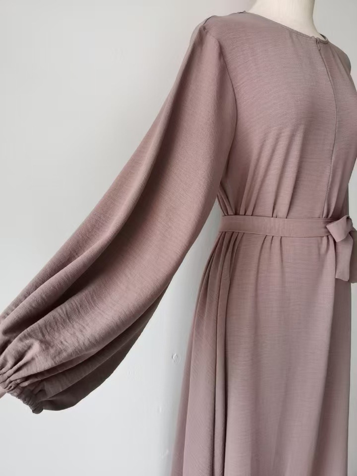 Women's Casual Dress With Cuffed Sleeves, Solid Color, Simple Elegant Daily Wear Tunic_ecoleips.com