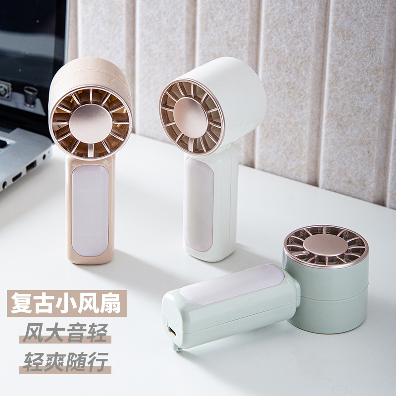 モランディシンプルレトロ手持ち小型ファンUSBポータブル学生寮デスクトップミニ扇風機|undefined