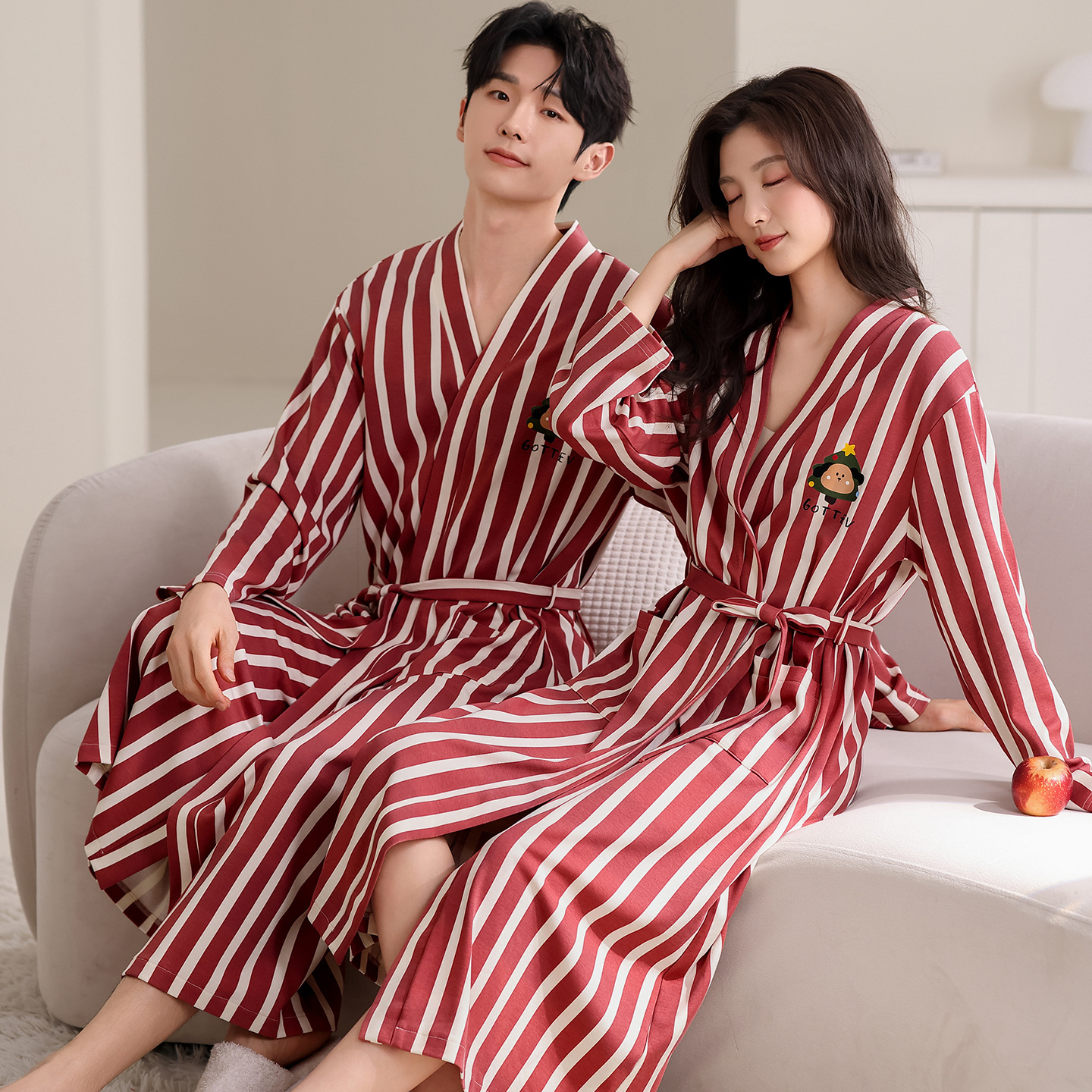 情侣睡袍女春秋长袖纯棉浴巾男女四季通用连体家居薄款洗澡家居服