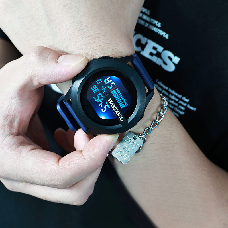 QUEKSEVEL marca nuevo producto tecnología para hombres reloj electrónico multifuncional impermeable tendencia luminosa reloj electrónico para estudiantes