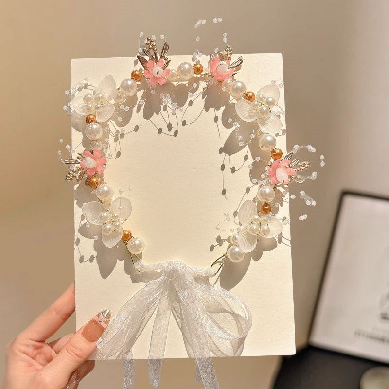 Flores para niños Hanfu guirnaldas de flores tocado 2025 nueva niña princesa pinzas de flores tocado de cabello para niñas joyas para el cabello