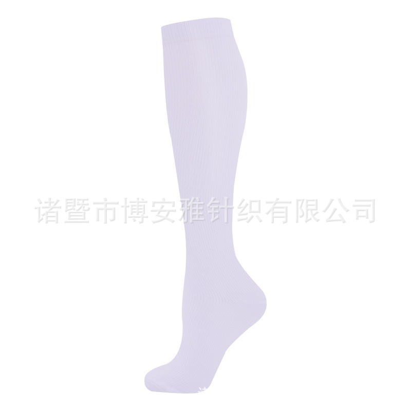 Calcetines de compresión transfronterizos para mujer, calcetines deportivos elásticos de compresión para correr, calcetines de compresión planos de color sólido para enfermeras con soporte para venas.