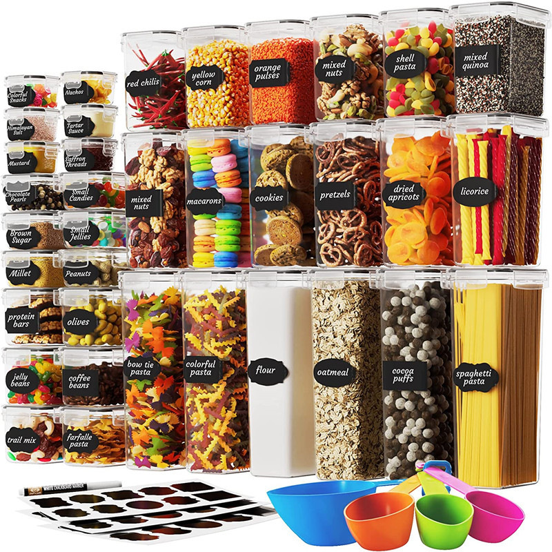 2100g Weight Storage tank Storage & Cleaning 6pcs 3pcs Quantity New Products In Stock Pp Material Crisper Sealed Jar Refrigerator Kitchen Food Can Cereals Storage Jar Snack Storage