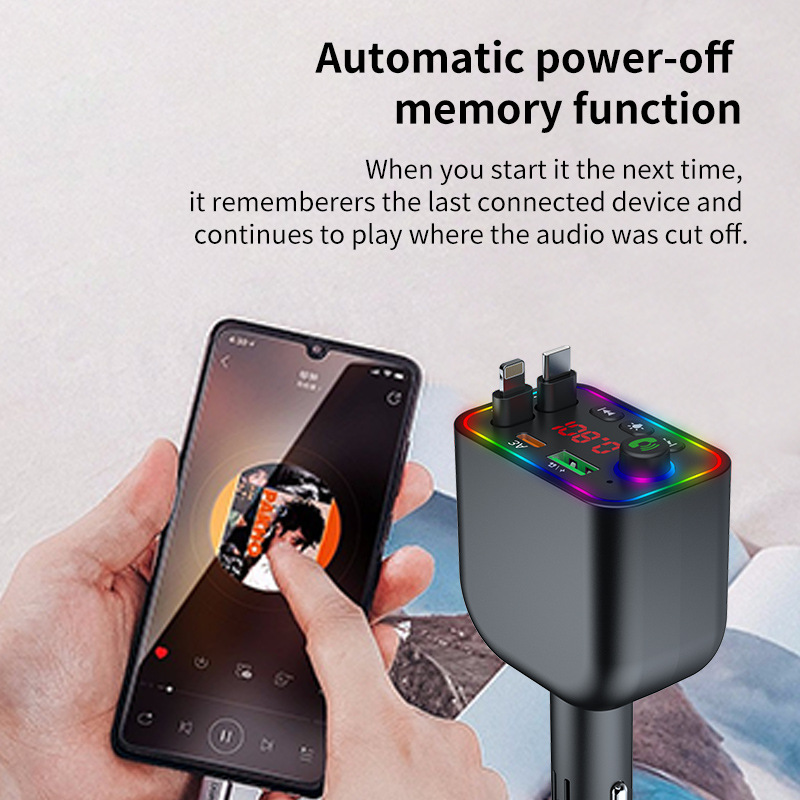 Multifunctional Car-Mounted Blue Mp Player Bluetooth + Charging + Fm Transmitter + Hands-Free Calling Cross-Border Manufacturer Supply