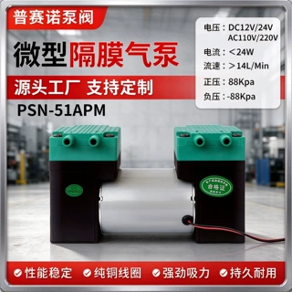 工厂批发多用途大流量大压力低噪音微型真空泵12V双头微型气泵