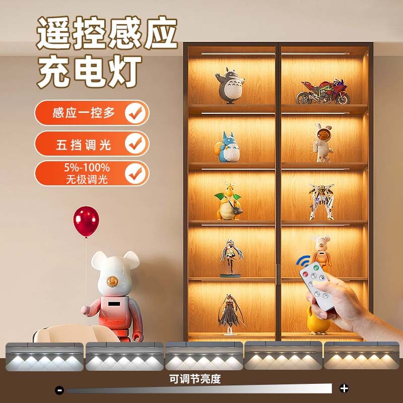 Ultra-Thin Hill Lamp Cat Eye Human Body Sensor Lamp Entrance Shoe Cabinet Wine Cabinet Smart Wireless Self-Adhesive Charging Cabinet Light Strip