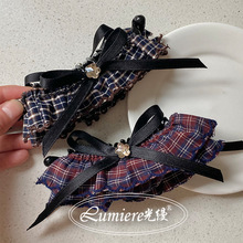 日韩ins复古miu系格纹裙摆蝴蝶结香蕉可爱时尚星星水钻马尾发夹女