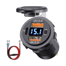 跨境新款汽车改装车车充手机充电器车载双usb接口QC3.0快充PD共享