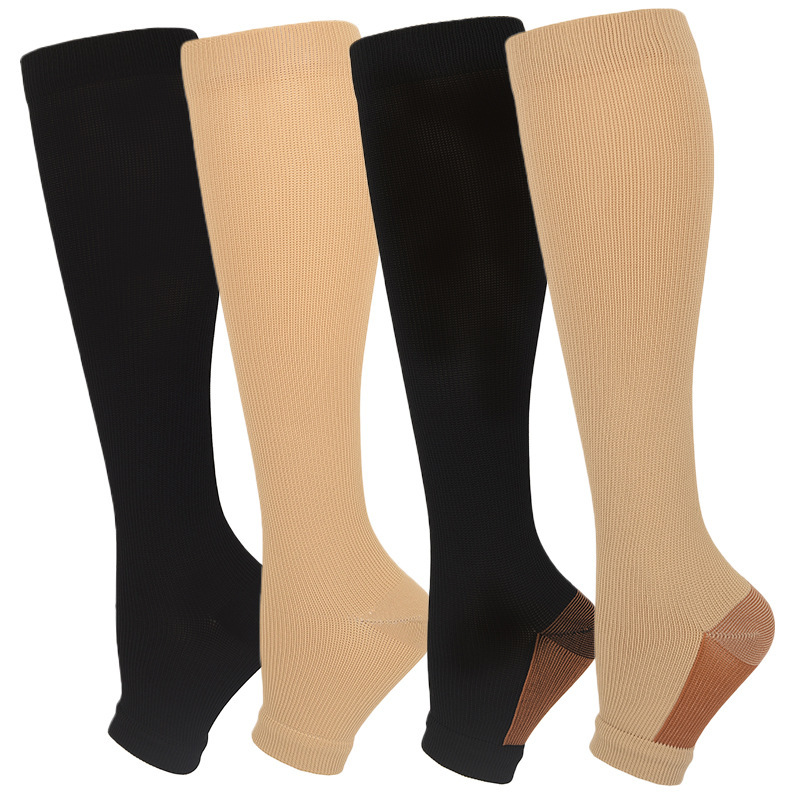 Cross-border leak-toe compression socks, elastic socks for sports and running, direct sales from the manufacturer, in-stock calf socks, sports compression socks