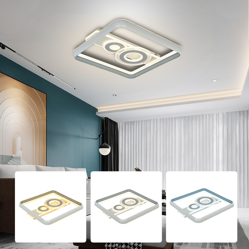 新款現(xiàn)代簡約LED吸頂燈2.4G方形72W智能控制臥室燈客廳燈中山燈飾