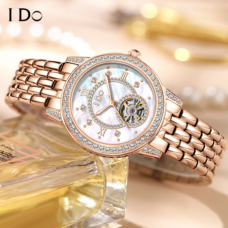 Ido Brand Watch New Women's Watch Light Luxury Diamond Fully Automatic Mechanical Watch Waterproof Hollow Watch Women Wholesale