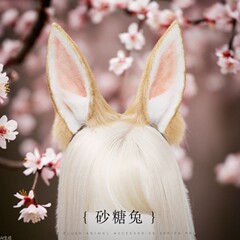 一件代发手作日系JK头饰lolita发饰洛丽塔兽耳仿真砂糖兔耳朵发箍