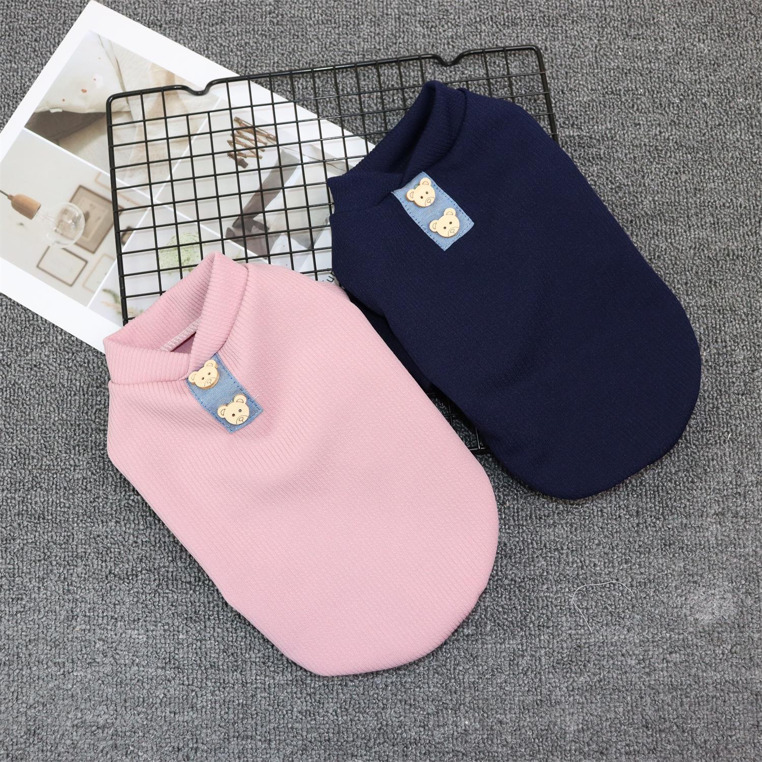 애완 동물 고양이 작은 개 치와와 테디 독 옷 봄과 여름 두 다리 탄성 기본 셔츠 봄과 가을 얇은