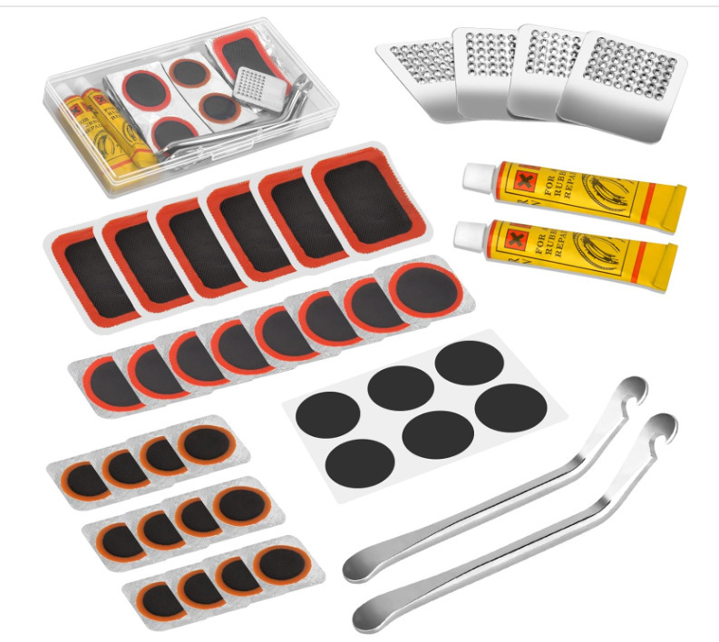 Combinación de reparación de neumáticos de ciclismo pegamento frío herramienta de reparación de neumáticos de bicicleta kit de reparación de explosión caja de reparación de goma