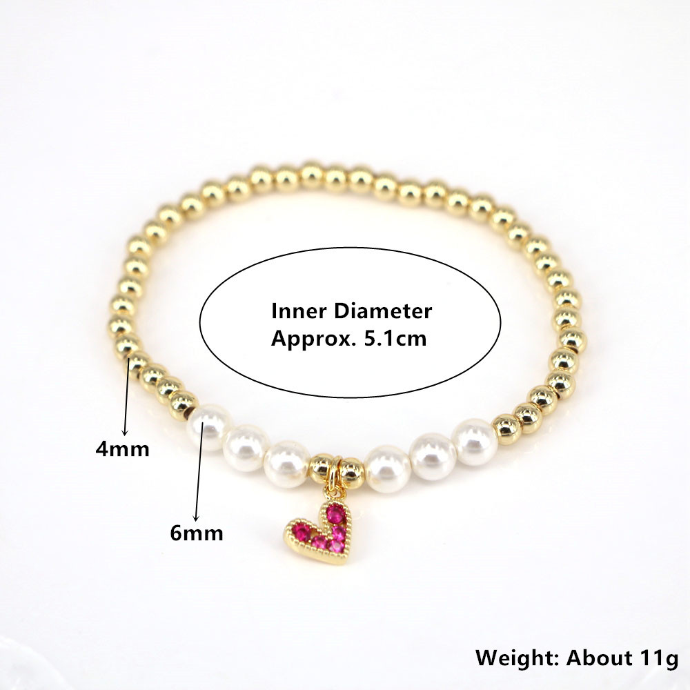European And American New Pearl Heart-shaped Zircon Color Beaded Bracelet display picture 1