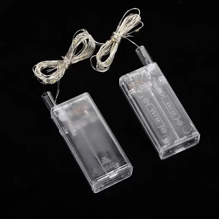 Cadena de luces LED de alambre de cobre con batería de botón, de plástico, impermeable IP68, para flores y regalos