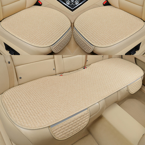 Summer linen comfortable car seat cushion, bamboo style, no backrest, no binding, three-piece set, four-season car small three-piece wholesale