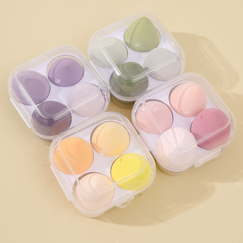 Juego de 4 esponjas de maquillaje en caja, ultra suaves, no absorbentes, esponja de belleza, esponja de maquillaje, esponja tipo cojín.