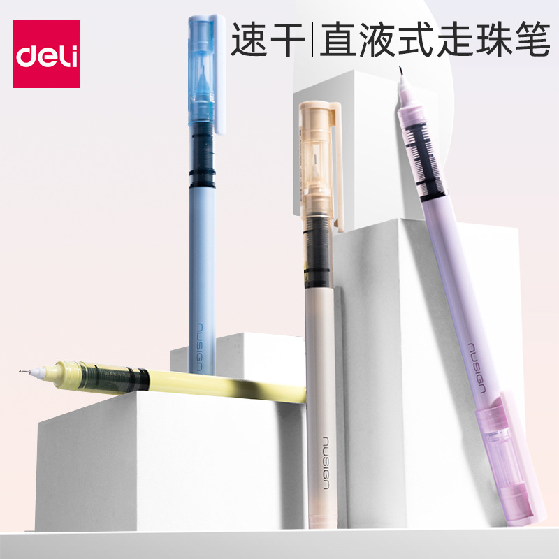 Deli NS767-1 straight liquid ball pen 0.5 full needle tube black…