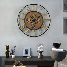 齿轮挂钟批发美式复古工业风艺术时钟客厅墙饰创意机械风装饰钟表