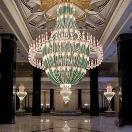 酒店大堂水晶工程灯具售楼部大厅珐琅彩大吊灯非标定制led灯
