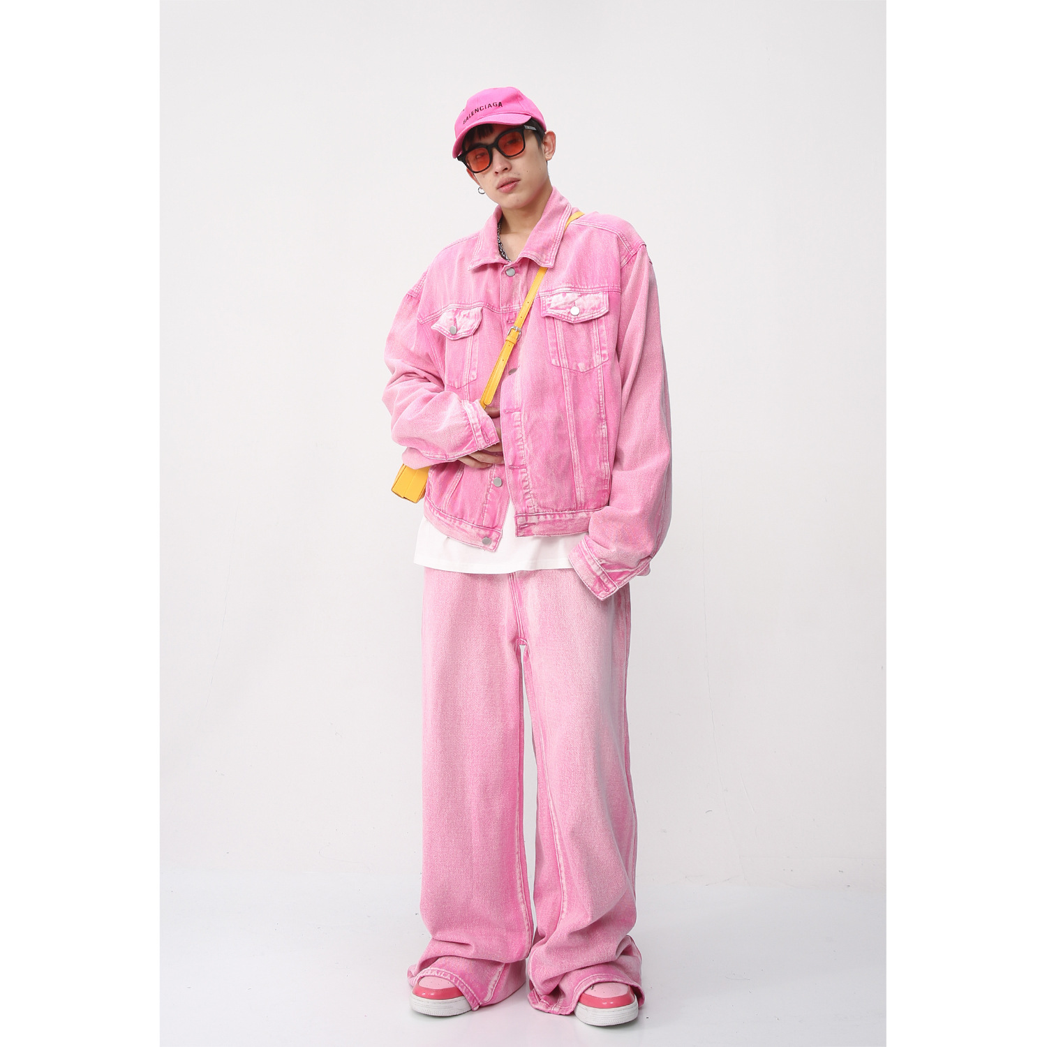 Mtlclothes ropa de Hombre | 2023 nuevo estilo coreano Rosa Denim coat straight jeans casual traje moda