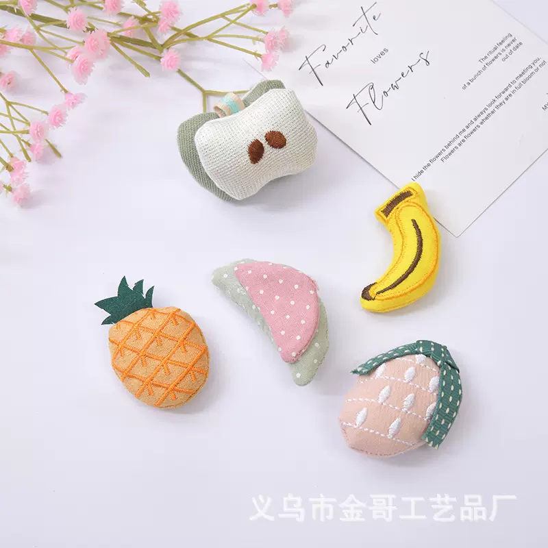工厂直销立体充棉水果公仔DIY发卡辅料服装箱包配饰辅料毛绒胸针