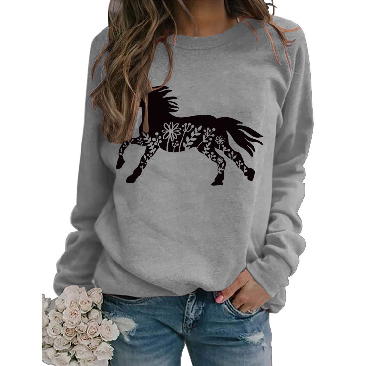 Amazon estación independiente en stock cuello redondo europeo y americano superior manga larga impresa eBay cómodo suéter transfronterizo Comercio exterior venta al por mayor