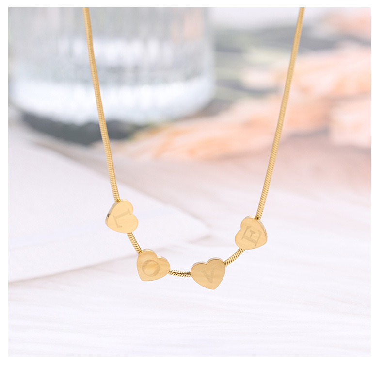 8g Weight Necklace Classification 1 Piece Quantity Daily Occasion Titanium Steel Material Letter, Heart Shape Pattern Women'S Gender Simple Style Style Simple Style Letter Heart Shape Titanium Steel Necklace