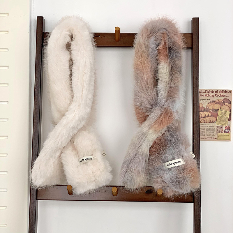 Ins mujer imitación de visón pelo cruzado perezoso cuello de peluche invierno suave imitación de piel coreana lindo peludo babillo