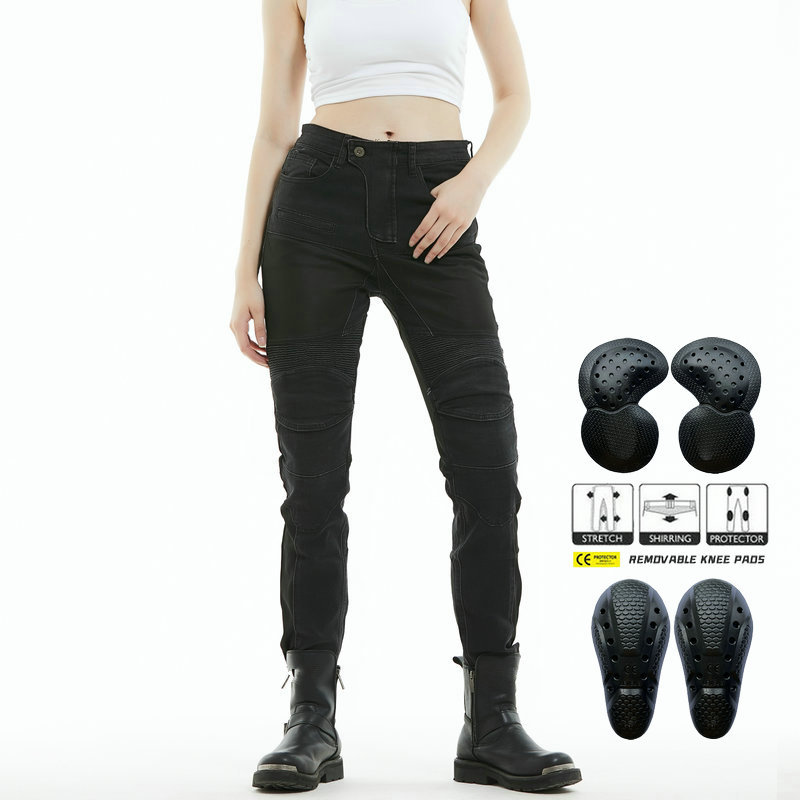 Volero motocicleta jeans Mujer Caballero verano malla transpirable estiramiento motocicleta resistente a la caída pantalones de montar