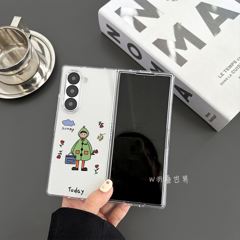 Raincoat Anime Boy for Samsung Zold6 Phone Case Folding Screen Acrylic W24 Protective Case W23 All-inclusive Zfold5 Creative Zfold4/3 Generation Drop-resistant Zfold3/W22/W25