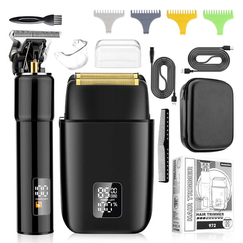 Lavado de cuerpo completo corte de pelo traje de afeitar 8500 vueltas cabeza de aceite de afeitar eléctrica de los hombres talla Clipper eléctrico conjunto de 2 piezas