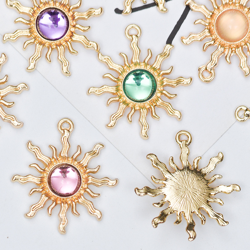 10 PCS/Package Quantity Alloy Material Sun Pattern 10 PCS/Package Alloy Artificial Gemstones Sun