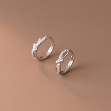 爱洛奇  s925银镶钻绳结圆形耳扣简约时尚小清新女式耳饰品M01867