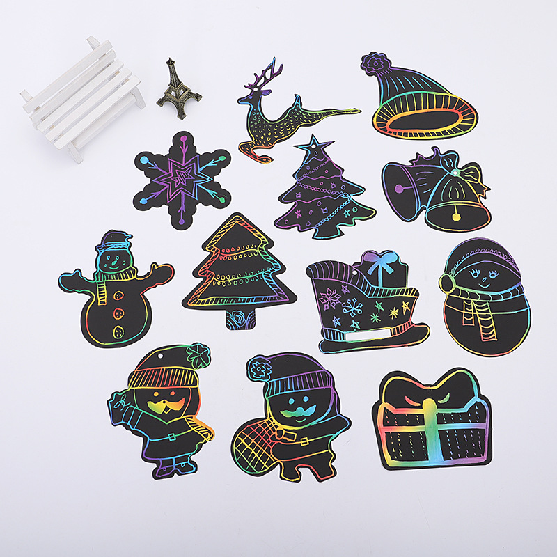 Christmas Scratch-Off Paintings Halloween DIY Production Colorful Scratch-Off Paintings Kidsren's Creative Art Coloring Paintings Wholesale