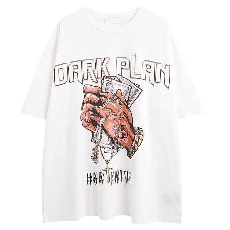 Europeisk oversized sommarkort T-shirt, bomullströja, lös halvärmad topp, herr- och damtopp_voghion.com