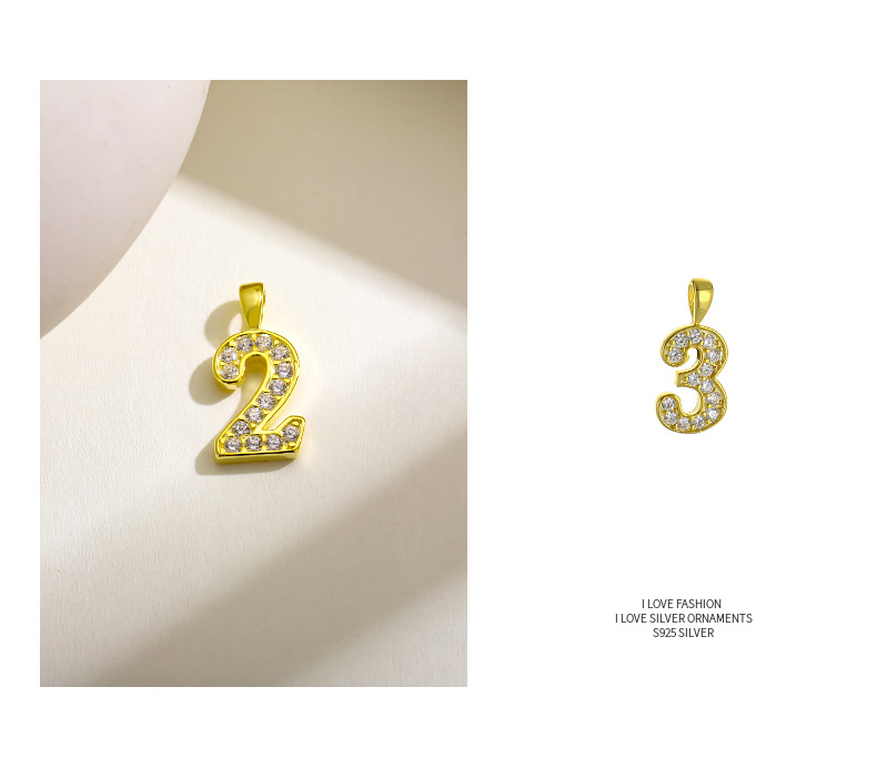 1g Weight Pendant Jewelry Making Type 15*8mm Jewelry Making Size Zircon Inlay Material DIY Jewelry Accessories Classification 1 Piece Quantity 925 Sterling Silver Material Number Pattern Modern Style, Classic Style Style 1 Piece 15*8mm 925 Sterling Silver Zircon Number Pendant 4