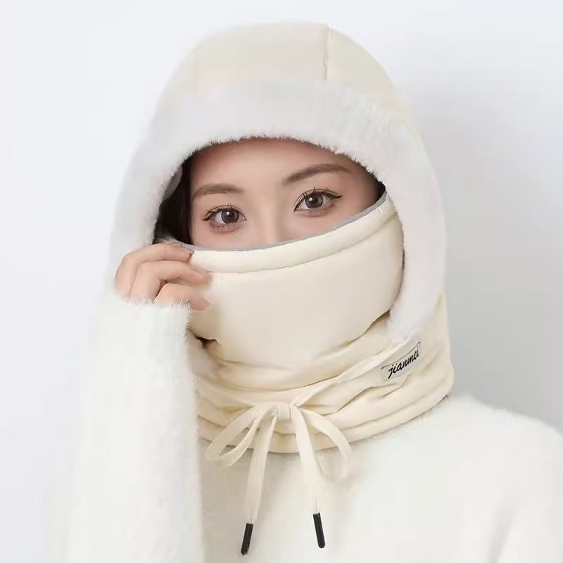 帽子女冬季新款围脖包头一体护耳电动车骑行保暖帽防风防寒骑行|undefined