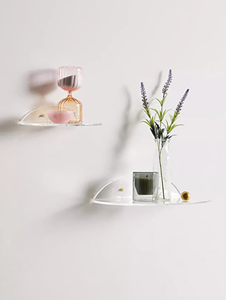 墙上亚克力置物架创意半圆卧室办公室装饰透明隔板壁挂收纳展示架