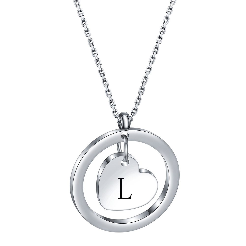Simple Style Letter Stainless Steel Titanium Steel Plating Pendant Necklace display picture 1