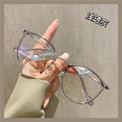 Pure titanium ultra-light olive green glasses frame can be equipped with myopia, big face, slimming, no-makeup artifact, anti-blue light glasses for women