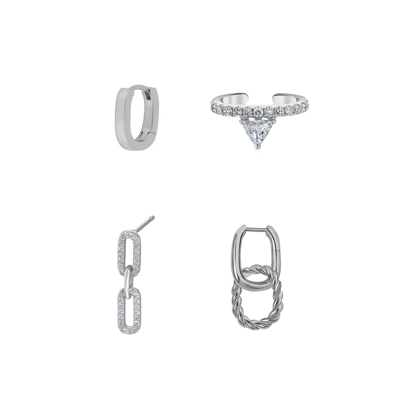 Triangular Diamond Earcuffs For Women Non-pierced Luxury Design_voghion.com